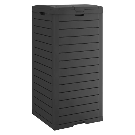 Outdoor Trash Can with Lid, Plastic Outdoor Garbage Can with Drip Tray, Large Trash Can Outside for Patio, Garage, Pool, Garden, Backyard & Deck, Black