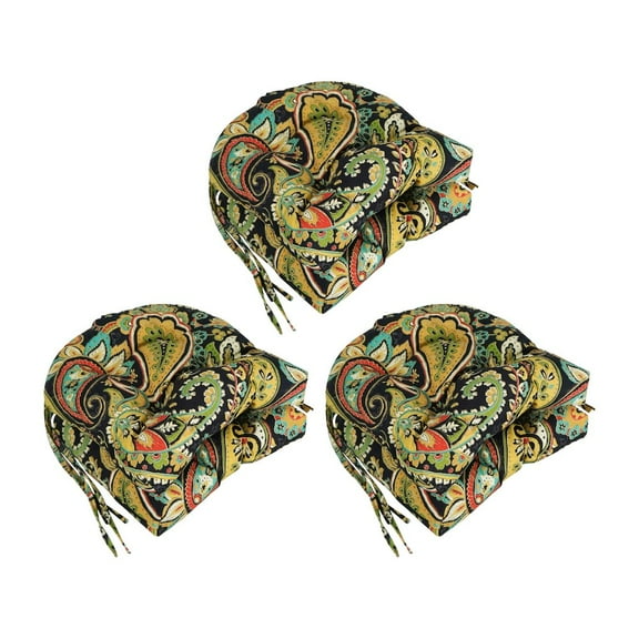 Blazing Needles 16-inch Polyester Patterned Outdoor U-shaped Chair Cushions (Set of 6)