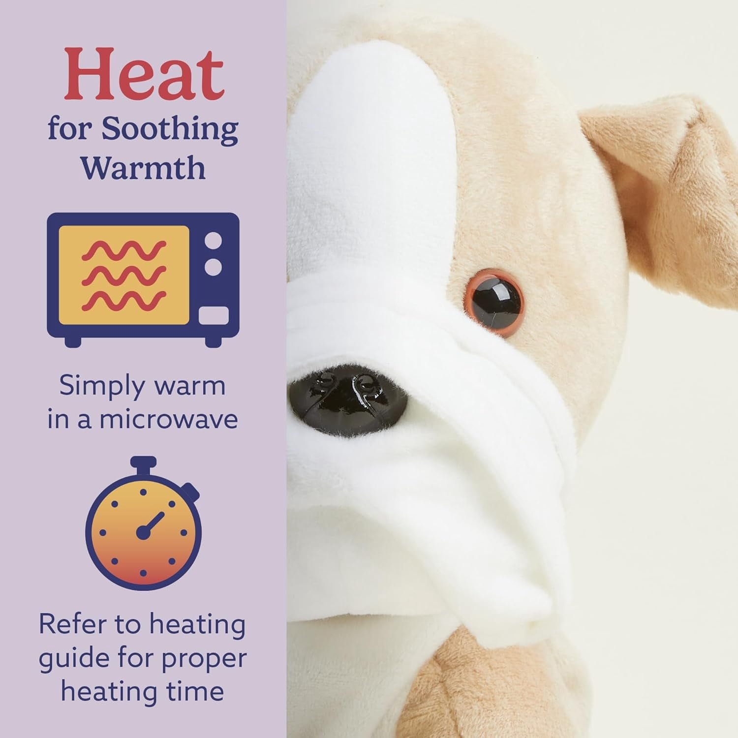 warmies 13” Bull Dog Stuffed Animal, Microwavable Heated Plushies and Weighted Soft Plush Toys
