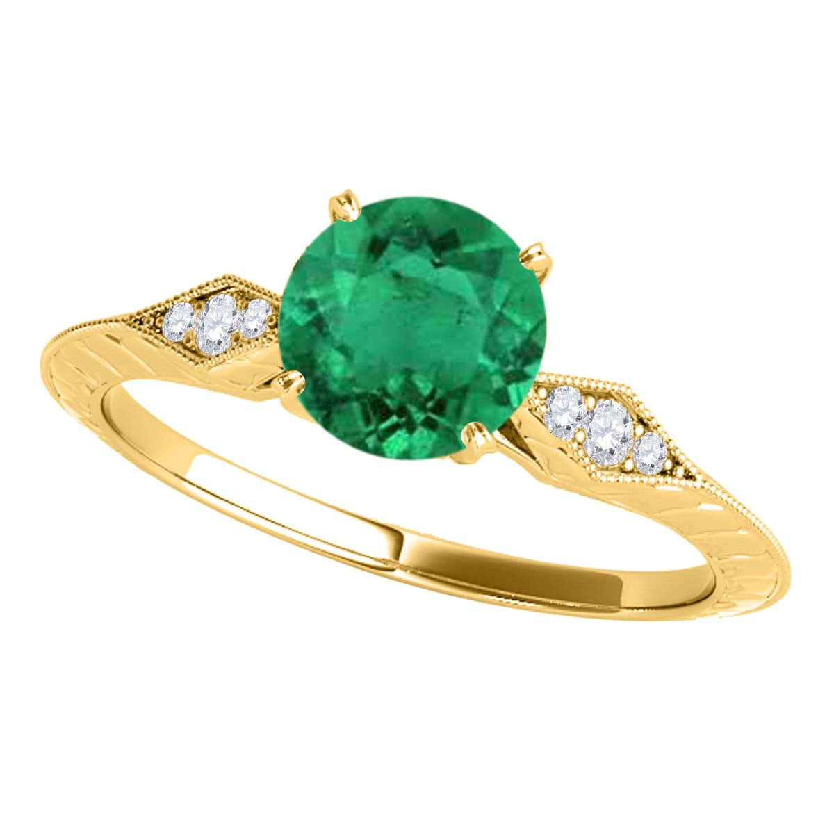 Mauli Jewels Rings for Women 0.85 Carat Diamond And Emerald Ring 4