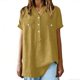 thumbnail image 1 of Karight Cotton Linen Shirts for Women Summer Short Sleeve V Neck Button Down Tops Dressy Casual Oversized Tshirts, 1 of 7