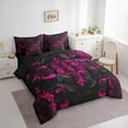thumbnail image 3 of Manfei Bohemian Damask Bedding Comforter Set 7-Piece, Black Pink Floral King Bedding Sets, Hippie Victorian Flower Bed Sheets, Lightweight Room Decor, 3 of 8