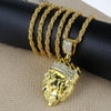 Necklaces for Women Mens Full Iced Out Rhinestone Lion Tag Pendant Cuban Chain Hip Hop Necklace Gothic Necklaces for Women Alloy