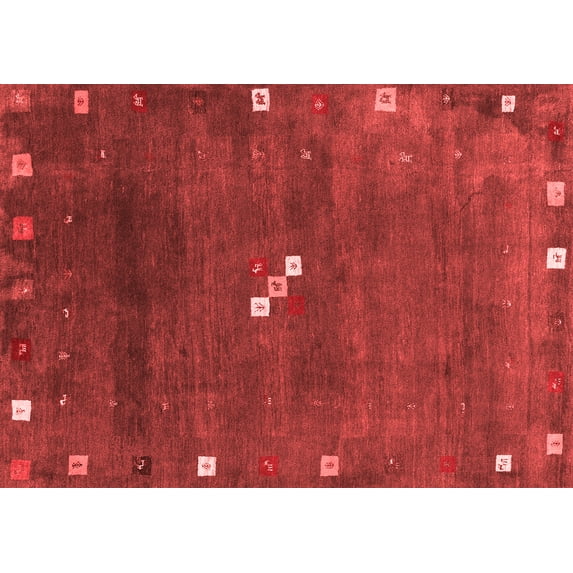 Ahgly Company Indoor Rectangle Abstract Red Contemporary Area Rugs, 6' x 9'