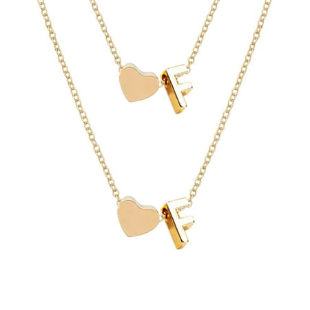 Mother's Day Sale Clearance - Initial Heart Necklace Bracelet Set Gold Plated Initial Necklace A Z 26 Alphabet Letter Dainty Necklace Bracelet For Women