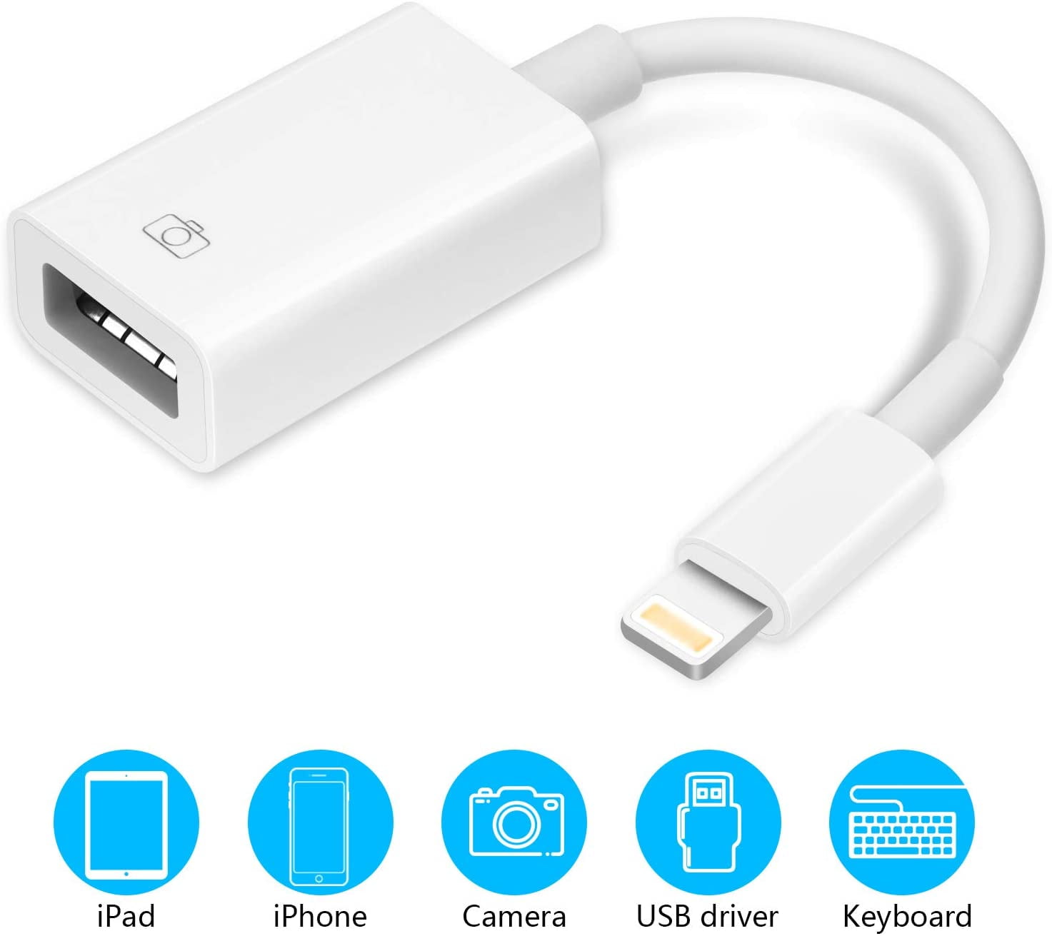 Lightning to USB Camera Adapter USB 3.0 OTG Cable Adapter with iPhone/iPad,USB Female Connect Card Reader,U Disk,Keyboard,Mouse,USB Flash Drive-Plug&Play - Walmart.com