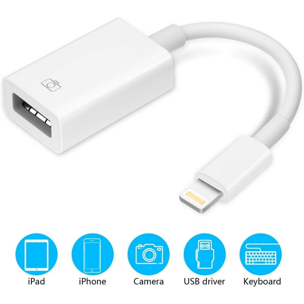 Compatibel met Verdienen Boomgaard Apple Lightning to USB Camera Adapter USB 3.0 OTG Cable Adapter Compatible  with iPhone/iPad,USB Female Supports Connect Card Reader,U  Disk,Keyboard,Mouse,USB Flash Drive-Plug&Play - Walmart.com