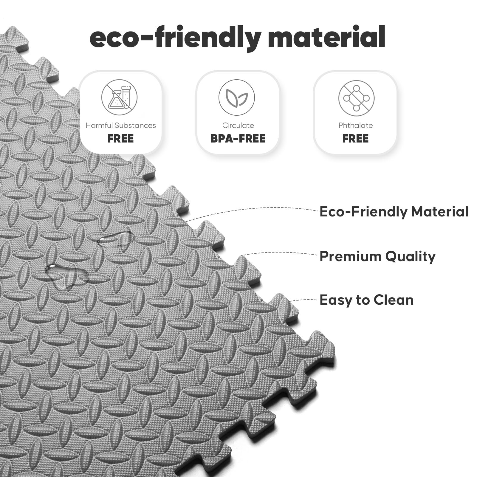 Home Gym Mat, Puzzle Exercise Mat, EVA Interlocking Foam Floor Tiles for Home Workout Equipment and Kids' Play Areas - 24 in x 24 in x ½ in - 12 Tiles Grey