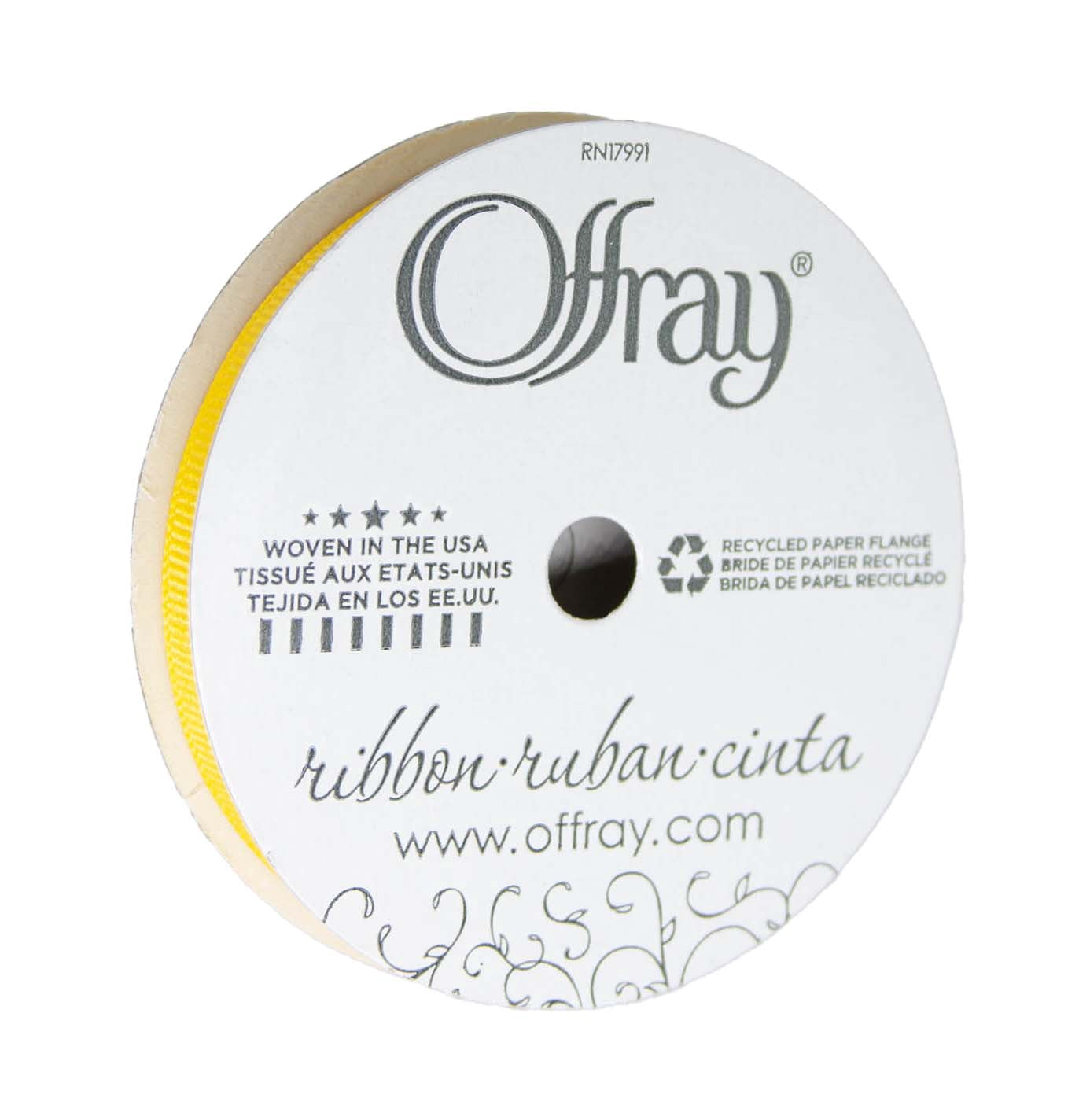 (3 pack) Offray Ribbon, Maize Yellow 3/8 inch Grosgrain Polyester Ribbon, 18 feet
