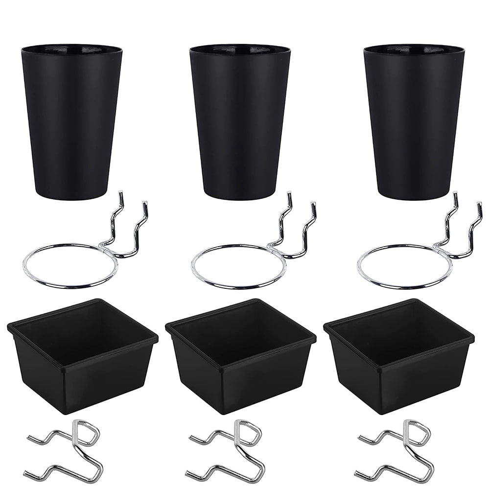 6 Sets Pegboard Bins Pegboard Cups with Hooks, Pegboard Hooks Assortment, Hooks for Pegboard Cup Holder for Organizing