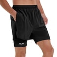 thumbnail image 2 of lcziwo Shorts for Men Big and Tall Faux Two Piece Casual Elastic Waist Beach Shorts Camping Fishing Outdoor Drawstring Work Shorts with Pockets Black L, 2 of 9