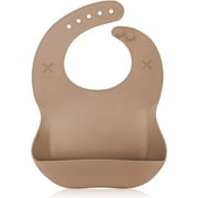 Silicone Baby Bib with 2 Holes for Paper Towel Adjustable Fit Waterproof Soft Bibs for Babies & Toddlers