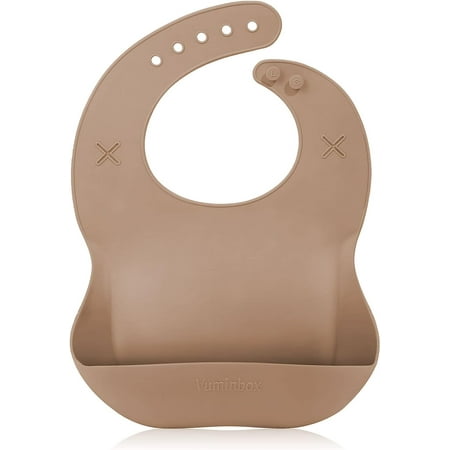 Silicone Baby Bib with 2 Holes for Paper Towel Adjustable Fit Waterproof Soft Bibs for Babies & Toddlers