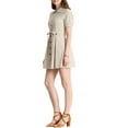thumbnail image 4 of INSPIRE CHIC Women's Puff Sleeve Button Down A-Line Belted Shirt Dress Khaki XL, 4 of 7