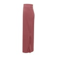 thumbnail image 7 of Women's Basic Plain Stretchy Ribbed Split Full Length Skirt Elastic High Waist Slim Fit Maxi Skirts, 7 of 7
