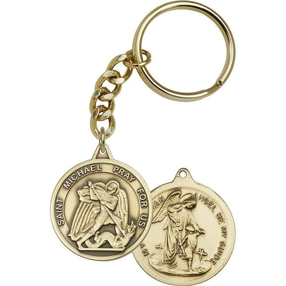 Antique Gold St. Michael the Archangel Keychain