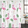 thumbnail image 2 of Pink Flamingos Shower Curtain, Waterproof Shower Curtains for Bathroom, Summer Green Tropical Palm Leaves Washable Fabric Bathtub Curtain Set Bath Decor with 12 Hooks 72"x78", 2 of 8