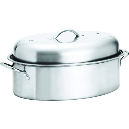 R & B Import Stainless Steel Oval Roasting Pan with Lid