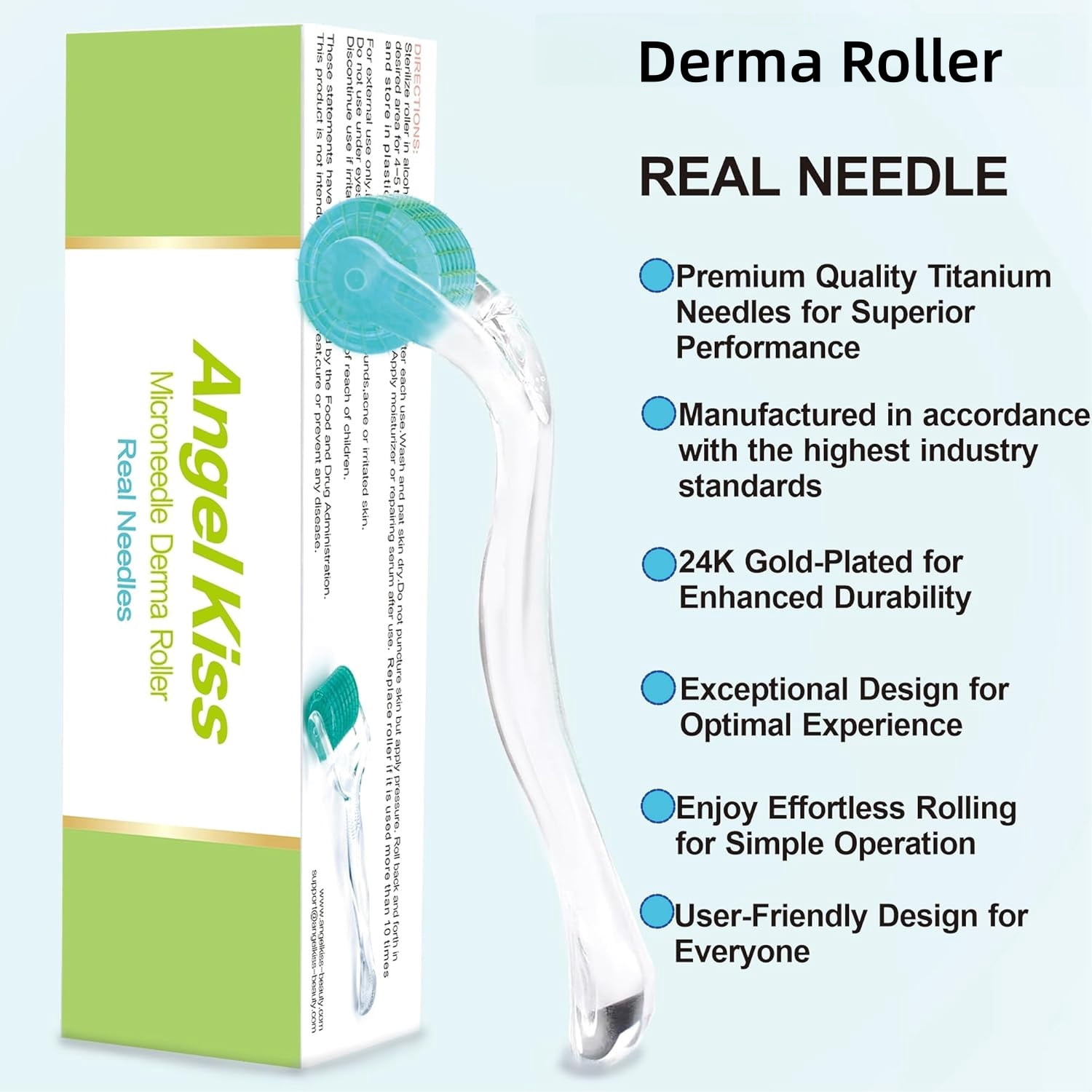 YJJSKEJI 192 Derma Roller REAL NEEDLES 0.25 mm Titanium Microneedling Roller for Face Body Beard for Women and Men, w/Storage Case