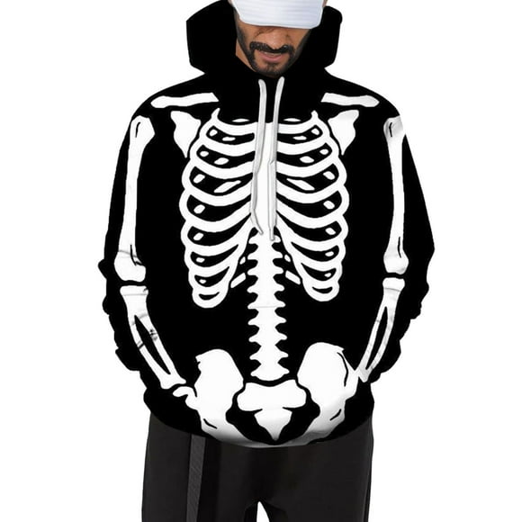 Men's Hoodies & Sweatshirts 2023 Halloween Skeleton 3D Digital Print Hooded Casual Hoodie for Men and Women