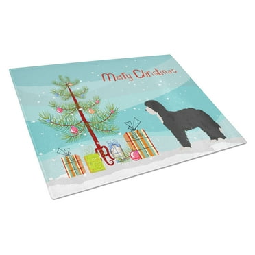 Carolines Treasures CK3868LCB Black Sheepadoodle Christmas Tree Glass Cutting Board Large, 12H x 16W, multicolor