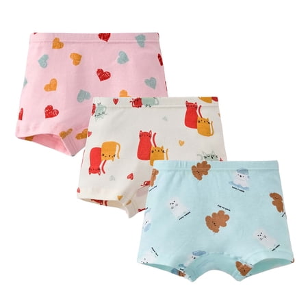 Wxirdiow Clothes for Girls Little Girl Underwear Toddler Panties Big Kids Undies Soft Cotton Pack of 3 Light Blue Size 3-4 Years