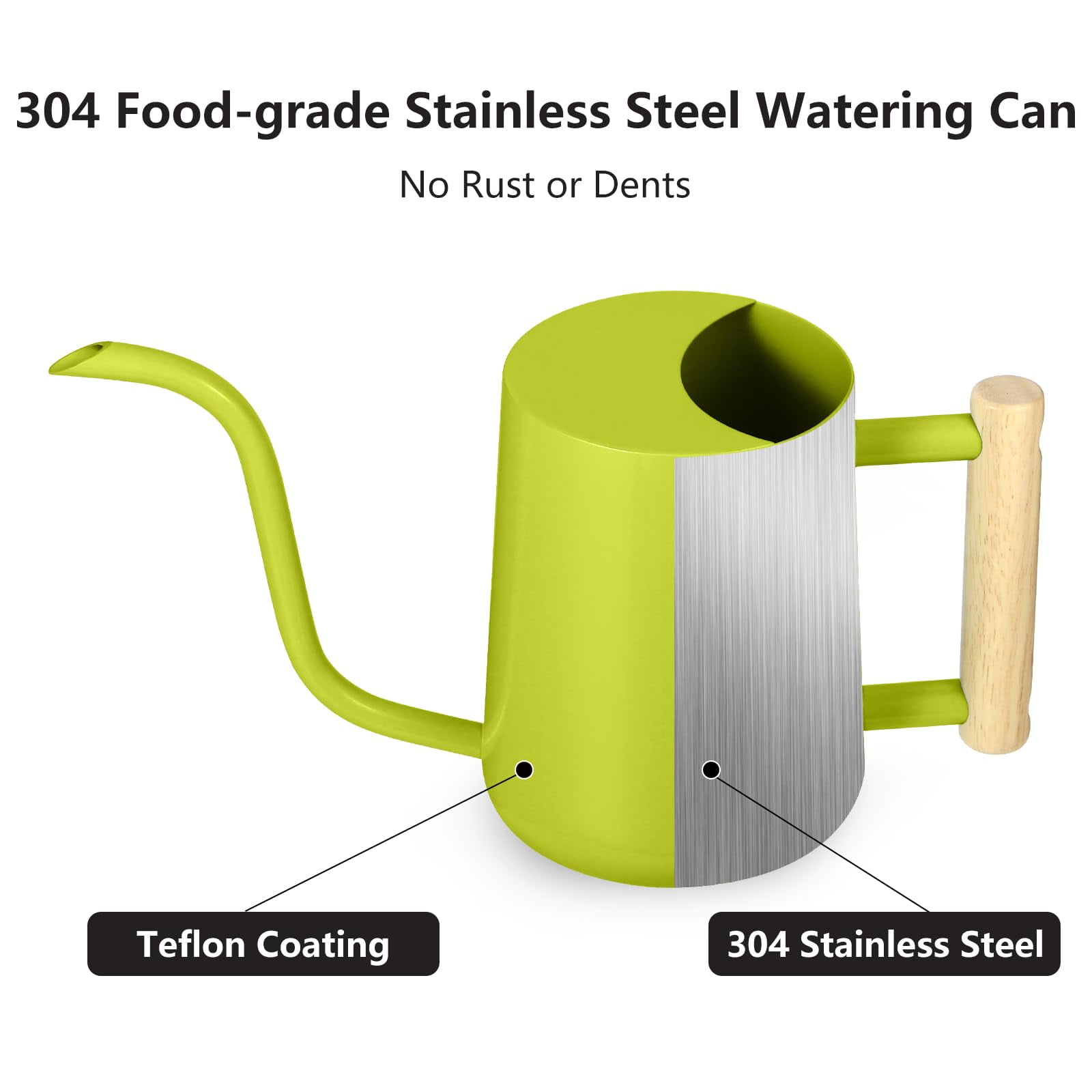 Watering Can Indoor Plants, 35oz Small Stainless Steel Metal Watering Can Modern Decorative Watering Pot with Long Spout for Indoor House Plant Bonsai Garden Flowers (Copper) - BRIGHT GREEN