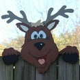 thumbnail image 2 of Christmas Santa Claus Fence Peeker Decoration, Reindeer Peeking Garden Yard Art Xmas Home Patio DIY Holiday Decor Outdoor Cute Garden Fence Sign Ornament, 2 of 4