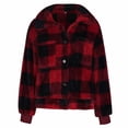 thumbnail image 5 of jsaierl Women's Fuzzy Fleece Jacket Casual Plaid Button Down Teddy Jacket Coat Outerwear, 5 of 9