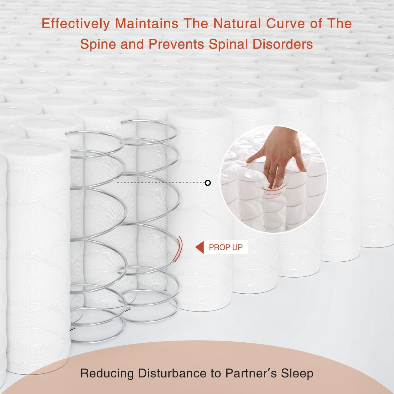 Queen Kid Mattress, 10 inch Cooling Memory Foam and 5-Zone Pocket Innersprings Mattress for Motion Isolation/ Edge Support/Back Pain Relief, Medium Firm