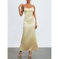 thumbnail image 4 of Musuos Women's Summer Long Slip Dress Solid Color Sleeveless Spaghetti Strap Low Cut Backless Slim Dress, 4 of 10