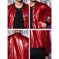 thumbnail image 6 of Lars Amadeus Men's Metallic Jacket Zip Up Disco Party Shiny Varsity Bomber Jacket, 6 of 6