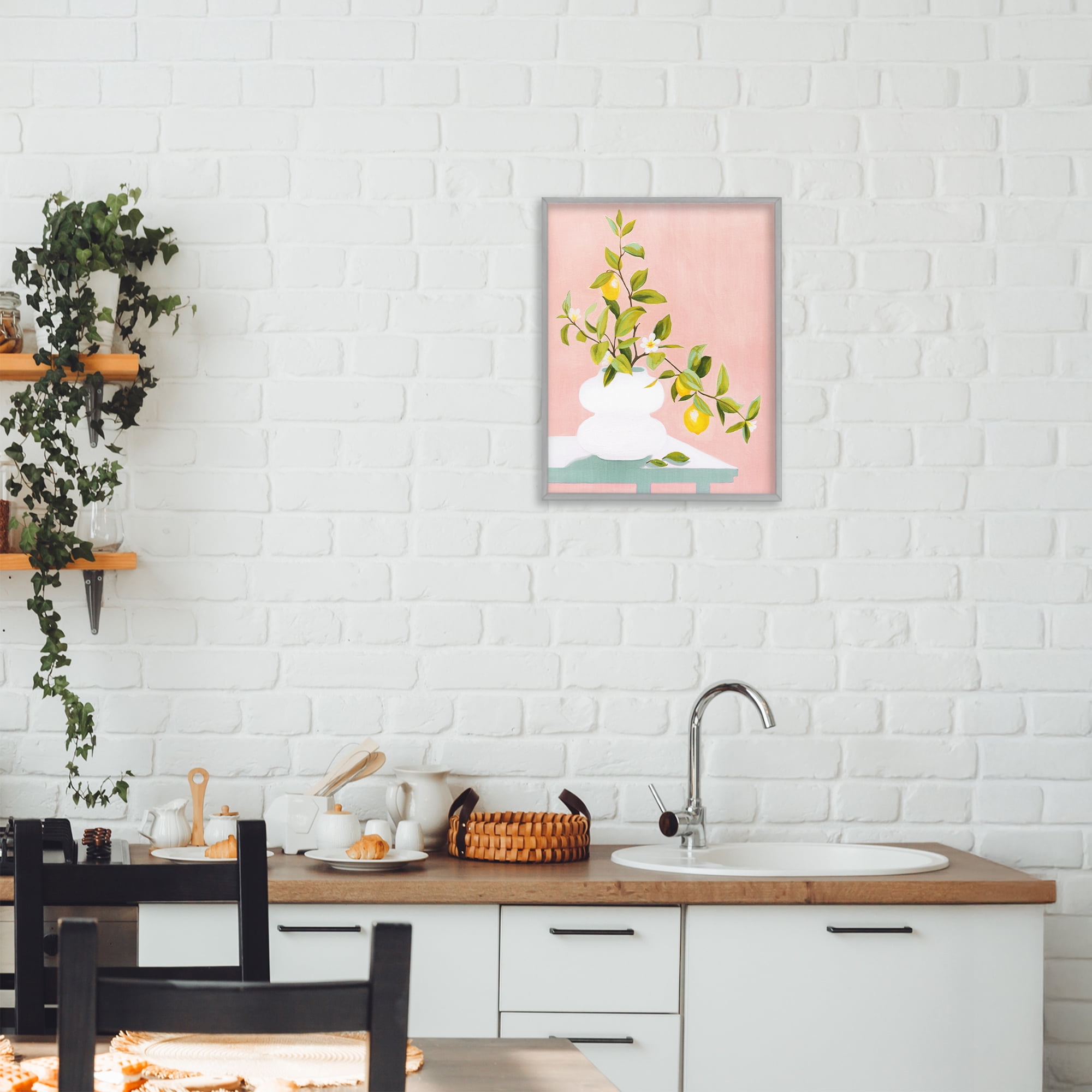 Stupell Industries Afternoon Limoncello Plant Gray Framed Giclee Art, design by Grace Popp