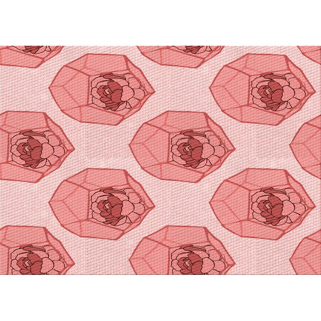 Ahgly Company Tapis Rectangulaire d'Intérieur Lavable en Machine Rose Transitionnel, 6 Pieds x 9 Pieds