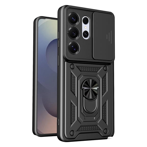 Case for Samsung Galaxy S26 Ultra, Galaxy S26 Ultra Phone Case with Slide Camera Cover, Kickstand Heavy Duty Rugged Shockproof Protective Case Cover for Samssung S26 Ultra, Black