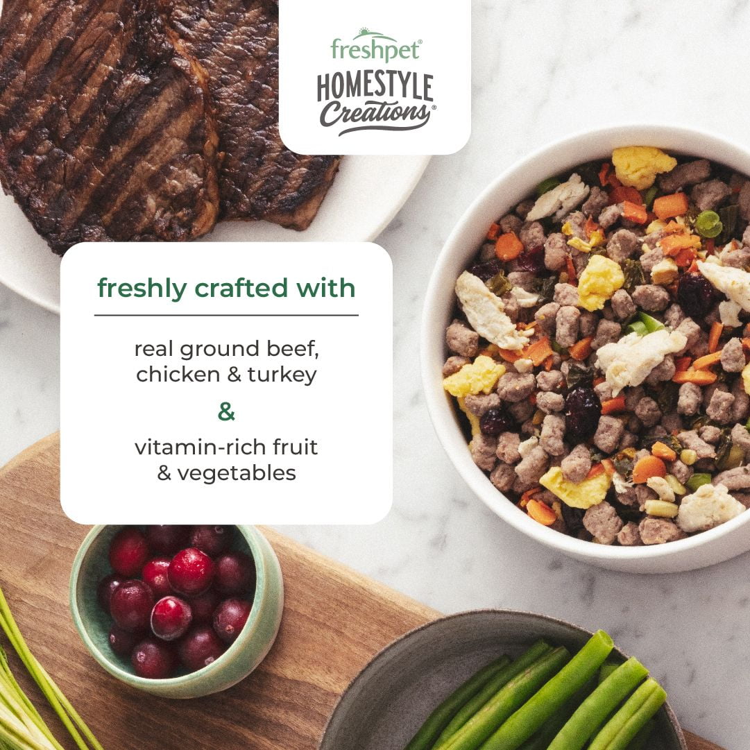 (3 pack) Freshpet Fresh Dog Food, Homestyle Creations, Beef, Chicken & Turkey Recipe, 1lb.