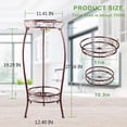 thumbnail image 3 of Plant Stand Indoor Outdoor 2 Tier 27" Tall Metal Potted Holder Rack Flower Pot Stand Heavy Duty Plant Shelf Rustproof Iron Multiple Plant Round Supports Rack for Planter Corner Garden Balcony, 3 of 5