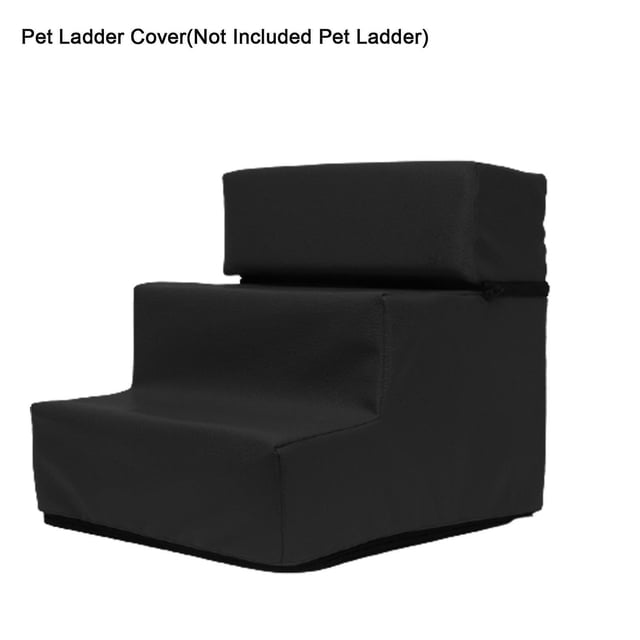 Pet Ladder Cover Detachable Comfortable Faux Leather Non-slip Dog Ramp Stairs Case For Puppy 2 Black