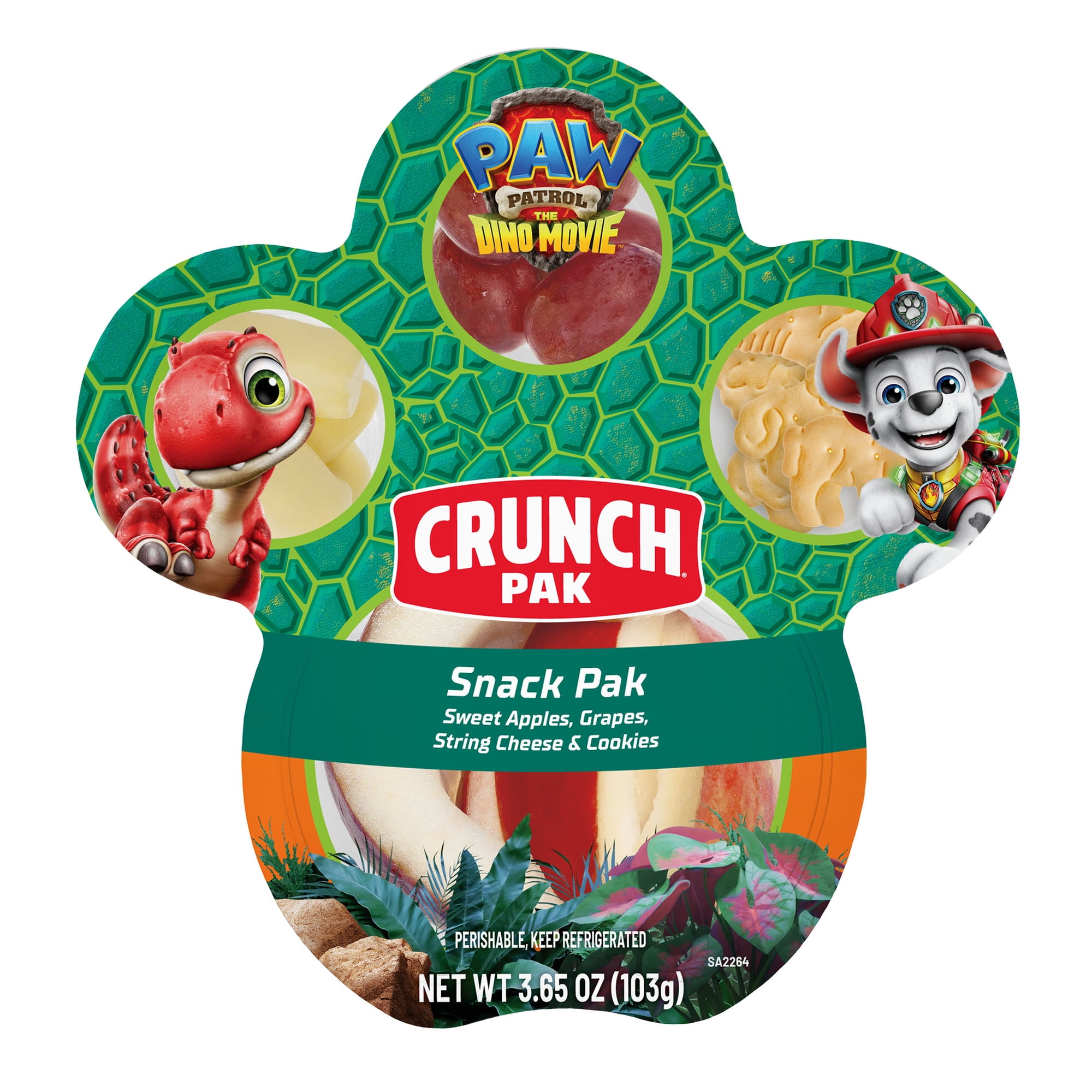 Crunch Pak Snack Paw Patrol with Fresh Sliced Apples, Cheese, Grapes, and Cinnamon Cookies 4.2oz