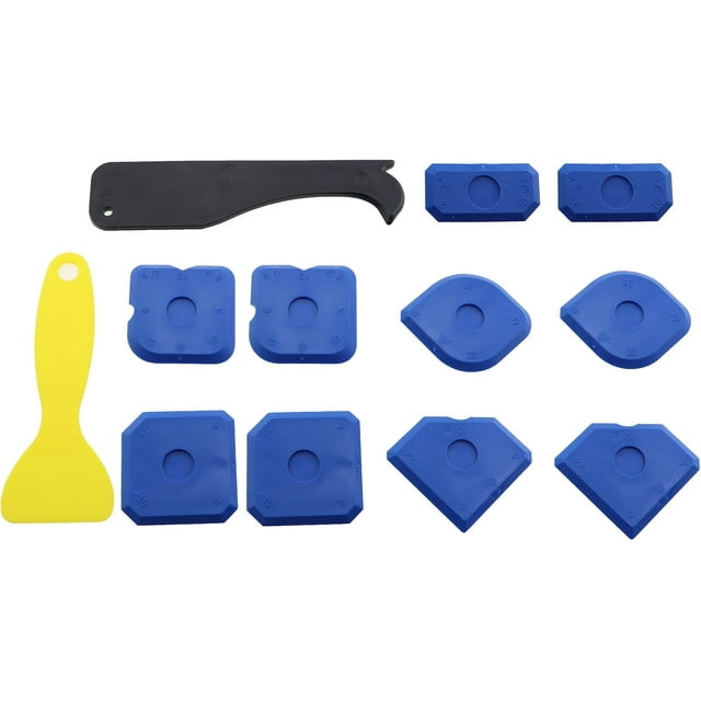 Kit d'Outils de Calfeutrage 12 Pcs Outil de Scellage en Silicone Planche de Calfeutrage et de Raclage Adapté pour Joints en Résine Acrylique Silicone