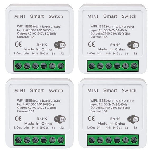 4PCS WiFi Smart Switch Light Switch, APP Remote Control, Voice Control, DIY Mode, Timer Function, LAN Control, 2 Way 16A