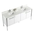thumbnail image 3 of Fine Fixtures Oakville 72 in. W x 20 in. D x 33 in. H Bathroom Vanity in Matte White with White Ceramic Sink - Chrome hardware, 3 of 8