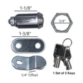 thumbnail image 2 of RV Designer Lock Cylinder L328 For RV Compartment; Ace Key Cam Lock Combo; 1-1/8 Inch Length; Round Face; With Washer/Offset And Straight Cam/2 Keys; Silicon Rubber Mount, 2 of 2