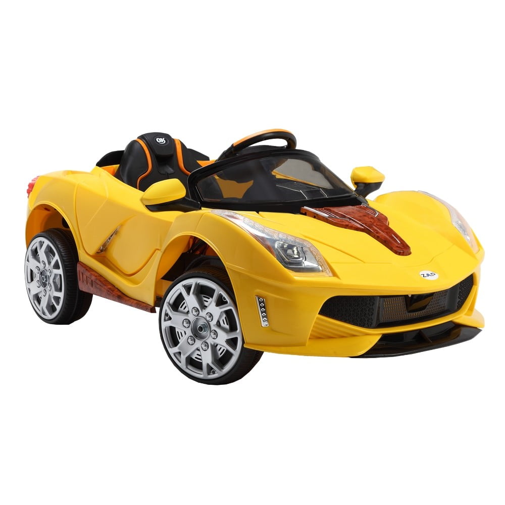 ZAAP Sports Car 12v Ride On Kids Electric Battery Toy Car Yellow