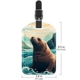 thumbnail image 6 of Square 2Pack PU Leather Sea Lion Cruise Luggage Tag with Privacy Cover and Name ID Tag for Travel Handbags Backpacks Luggage Tags, 6 of 6