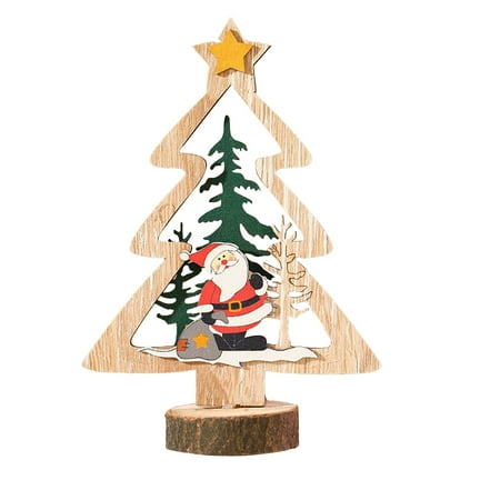 

Christmas Wooden Ornaments Table Santa Claus Snowman Craft Xmas Party Decoration