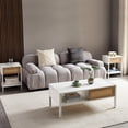 thumbnail image 3 of Stylish Living Room Coffee Table With Metal Legs And Functional Storage Compartment, White Finish Frame Sliding Door, 3 of 6