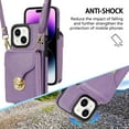 thumbnail image 5 of ELEHOLD Crossbody Wallet Case for iPhone 14 6.1",Premium Leather Case with Card Holders Zipper Pocket Metal Snap Stand Function Detachable Shoulder Strap Luxury Case for Women,Purple, 5 of 8