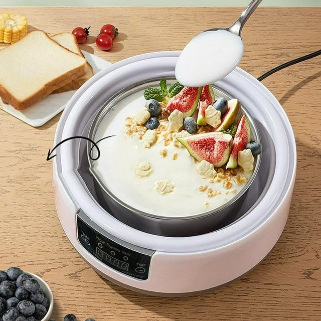 QUTETN Automatic Yogurt Maker Machine 15W - Stainless Steel Multi-Function Home Fermentation Machine for Yogurt Rice Wine & Natto - 1L DIY Smart Fermenter with Timer & Temperature Contro