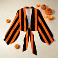 thumbnail image 6 of Gamivast Tie Front Cardigan for Women Long Lantern Sleeve Cropped Bolero Shrugs Print Lightweight Dress Cover Up Tops for Fall Halloween Party Casual Outerwear, 6 of 6
